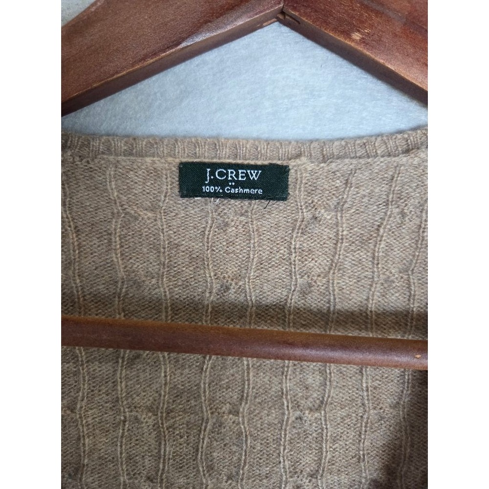 J.Crew Cashmere Cable Knit V-Neck Sweater Womens M Preppy Old Money (Flaws) - Picture 2 of 12